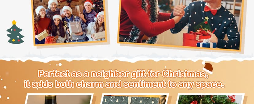 FaCraft Neighbor Gifts Christmas Ornaments 2025 - Xmas Birthday Good Gifts for Neighbors Best Friends Women Men The Neighbors Favor Grateful Heart Shaped Glass Ornament for Christmas Tree Decorations