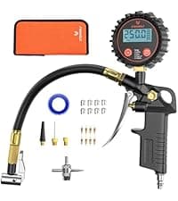 ETENWOLF T300 Digital Tire Pressure Gauge 3-200 PSI, Industrial Tire Gauge Calibrated to ANSI B40.7 Grade 2A(Plus-Minus 0.5%), Replaceable AAA Batteries (Vivid Orange)