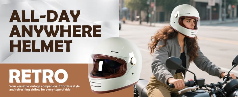 Retro Motorcycle Helmet for Adults?Vintage Full Face Helmet with Ventilation System, Waterproof Design for Motorcycle Riding