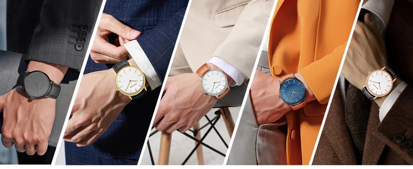 HOLSTOUR Watches for Mens Minimalist Fashion Business Wrist Watch Analog with Leather Strap