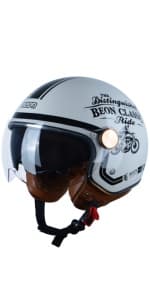 Open Face Motorcycle Helmet for Adults, DOT Approved,3/4 Retro Vespa Helmet, Dual Visors Men's and Women's Motorbike Casco for Moped Cruiser Bobber and Chopper