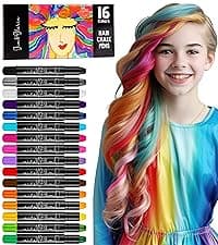 Jim&Gloria Dustless Hair Chalk Gifts for Girls Makeup Kit, Gift for Teen Girl Trendy Stuff, Kids, Teenage Tweens Teenager Temporary and Washable Color Dye Markers Age 7 8 9 10 11 12 13 14 Year Old Toy