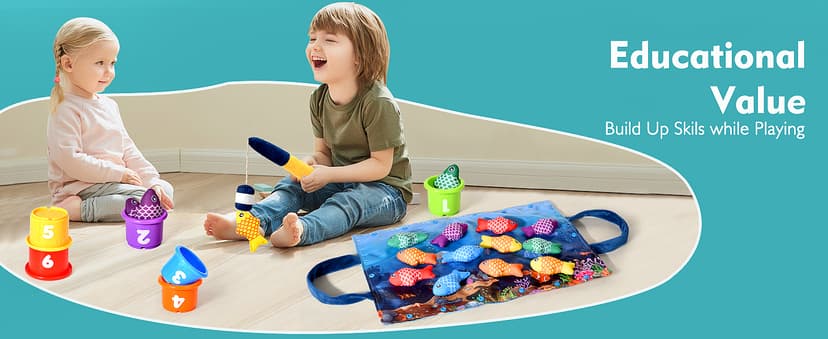 Montessori Toys for 1 Year Old Boy Girl Gifts, Cloth Fishing Game Toddler Toy 1-3, Sorting Learning Baby Toys 6-12-18 Months, One Year Old Girl Boy Birthday Gifts