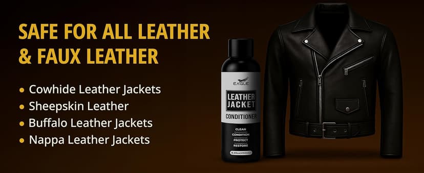 Eagle Leather Jacket Conditioner- Leather Lotion with Cloth for Boots, Jackets, Purses, Handbags & Bags – Lanolin & Natural Oils to Clean, Condition, Restore & Protect All Leather Colors