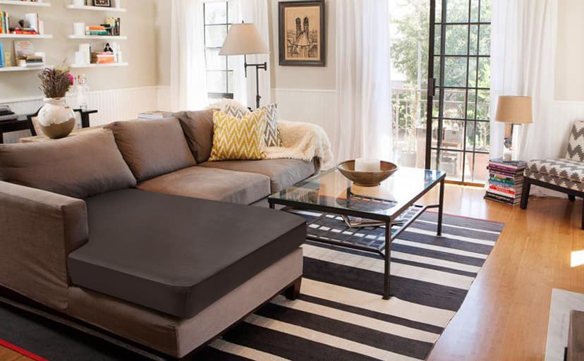 Yates Home Couch Covers for Sectional Sofa L Shape PU Leather Cushion Slipcover Water-Proof Elastic Chaise Seat Cover Protector Slip Cover for Settee Seater Replacement in Living Room(XXL, Chocolate