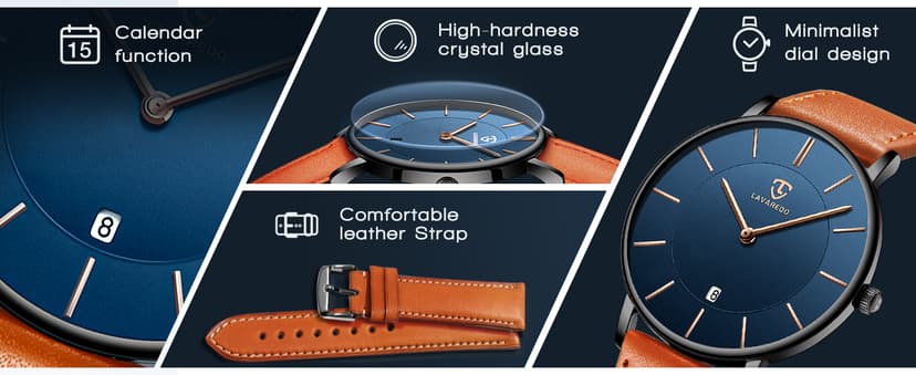 BEN NEVIS Watch, Mens Watch, Minimalist Fashion Simple Wrist Watch Analog Date with Leather Strap