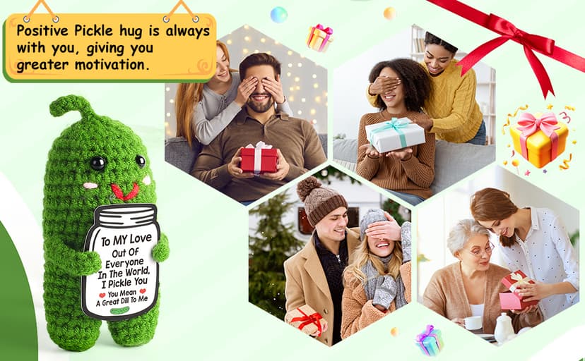 I Love You Gifts for Her, Him, Wife, Husband, Couple, Romantic Gifts for Boyfriend Girlfriend, Anniversary Perfect Gifts for Women Men, Handmade Crochet Pickle