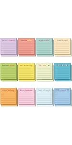 Yinder 24 Pcs Inspirational Sticky Notes with Lines Cute Motivational Sticky Notes Pad Employee Appreciation Gifts Bulk for Teacher Nurse Coworkers Office 3 x 3''(Dark Color,Appreciation)