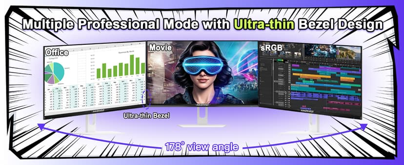 Amzfast 25 Inch White Gaming Monitor 320Hz/300Hz/240Hz, FHD 1080P 1ms Fast IPS Monitor, 12 Months Warranty Exchange (DP Cable) TÜV Rheinland Eye Care | AI Crosshair, Night Vision Function