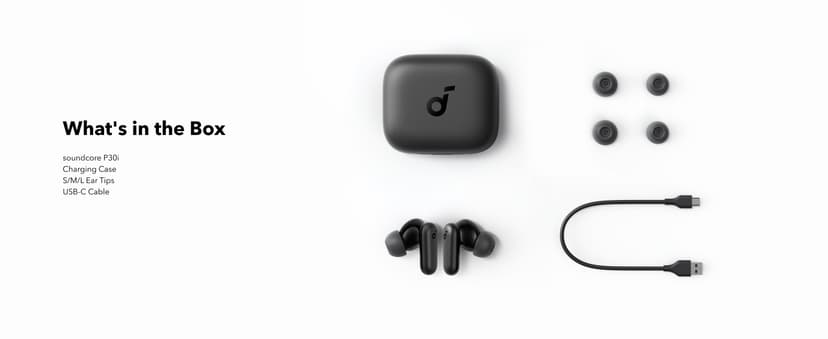Soundcore P30i by Anker Noise Cancelling Earbuds, Strong and Smart Noise Cancelling, Powerful Bass, 45H Playtime, 2-in-1 Case and Phone Stand, IP54, Wireless Earbuds, Bluetooth 5.4 (Black)