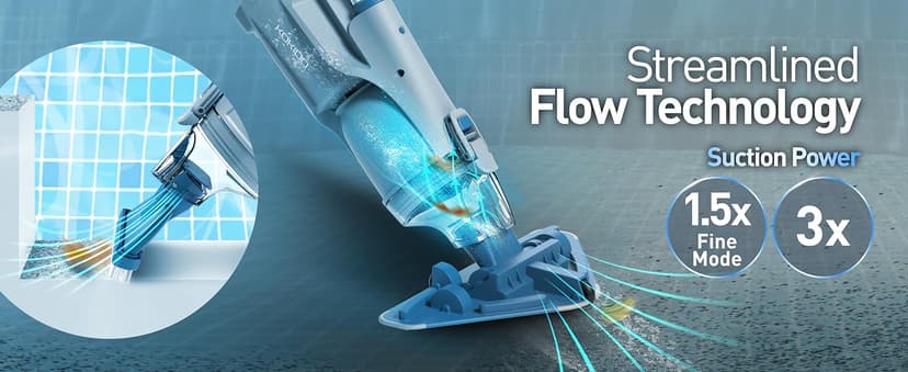 KOKIDO 2025 Cordless Pool Vacuum with 72” Pole, Standard & Fine Interchangeable Filters, Ideal for spot Cleaning, 2 Vac Heads, Spot Clean, for Small Above & Inground Pools, Spas Hot Tubs XV320