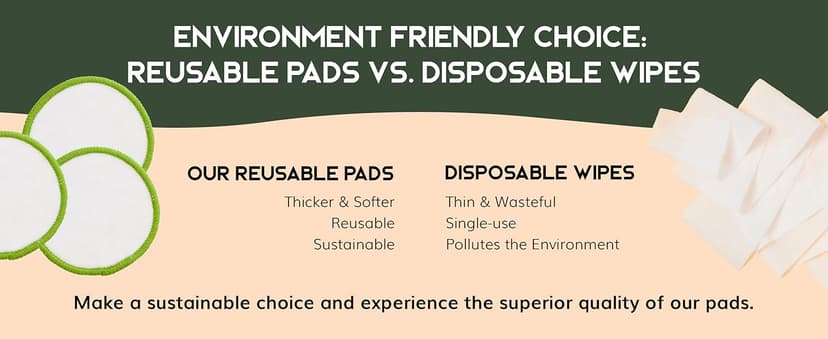 Greenzla Reusable Makeup Remover Pads (20 Pack) Washable Laundry Bag & Round Box for Storage, Reusable Bamboo Cotton Rounds for All Skin Types