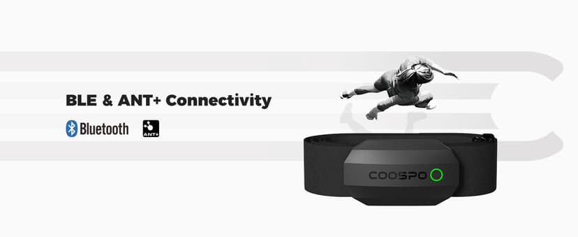 COOSPO Bluetooth Heart Rate Monitor Chest Strap H808S, ANT+ BLE HR Monitor Chest, HRM IP67 Waterproof, 300H Battery Life