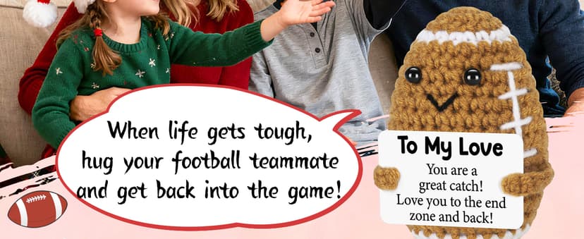 Birthday Gifts for Him Her Boyfriend Girlfriend, to My Love Handmade Emotional Crochet Football, Small Cute Anniversary Present for Him, Mini Romantic I Love You Gift for Husband Wife Couple