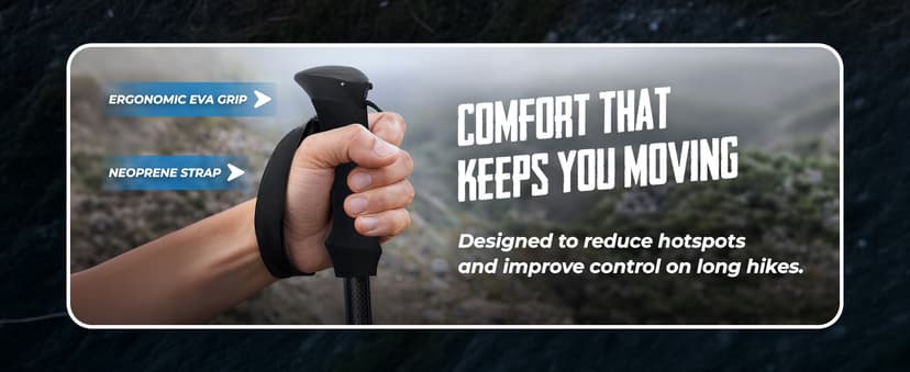 TrailBuddy 3K Carbon Fiber Hiking Poles - Collapsible Lightweight Trekking Poles for Hiking - Adjustable Walking Sticks for Women, Men, Seniors with All-Terrain Tips, Baskets & EVA Grips