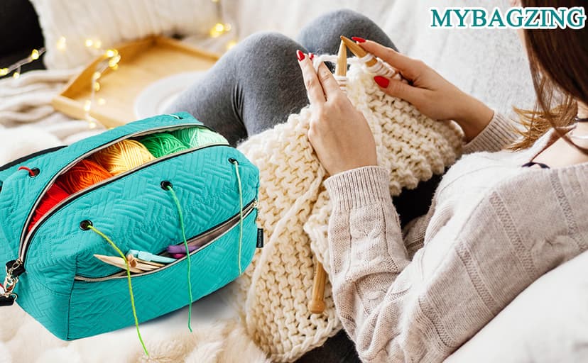 Crochet Bag Organizer - Knitting Bag - Yarn Storage Organizer - Yarn Bag for Crocheting - Yarn Holder for Crochet Accessories, Knitting Needles, Crochet Hooks, Crocheting & Knitting Gifts,