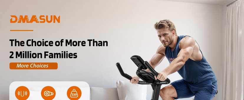 DMASUN Exercise Bike, Silent Magnetic Resistance Stationary Bike for Home with 330 LBS Capacity, Pedals with Anti-loosening Nuts, Indoor Bike with Comfortable Seat Cushion, Digital Display