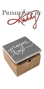 Primitives by Kathy 18192 Classic Hinged Wood Box, 4 x 4 x 2.75-Inches, Good Friends Are Like Stars