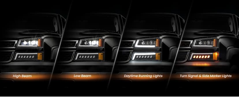 Z-OFFROAD LED Headlights Assembly DOT Approved with DRL Turn Signal Hi/Low Sealed Beam Side Marker Compatible with 2003-2006 Chevy Silverado Avalanche