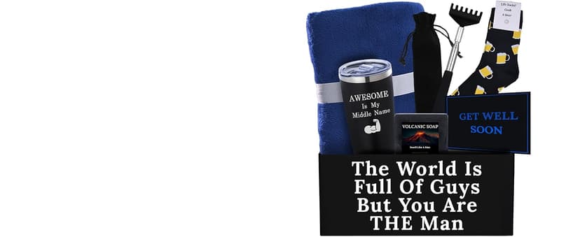 GOLDMUS Gift Basket for Men – Funny Birthday Basket for Men, Luxury Gift Box for Appreciation or Thank You, Celebration Surprise Set, Unique Mens Gift Basket Idea for Relaxation and Thoughtful Moments