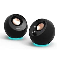 Creative Pebble 2.0 USB-Powered Desktop Speakers with Far-Field Drivers and Passive Radiators for PCs and Laptops (White)