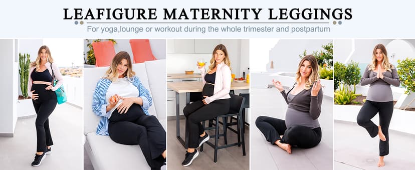 Pregnancy Pants, Buttery Soft, High Waisted, Over The Belly, Highly Stretchy, Fall Fashion Clothes, Yoga, for Casual Wear Leafigure Maternity Flare Leggings with Pockets B0F5HNGVG7