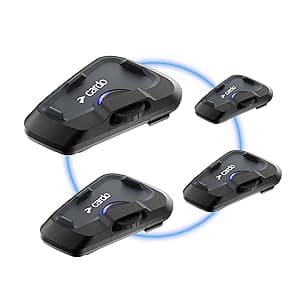 Cardo Systems FREECOM 4X Motorcycle 4-Way Helmet Bluetooth Communication System Headset Intercom, Universal Bluetooth Connectivity, Waterproof, 40mm Speakers - Single Pack