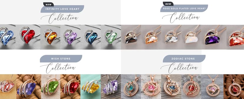 Leafael Necklaces for Women, Infinity Love Birthstone Heart Crystal Pendant, Birthday Jewelry Gifts for Her, Mom, and Wife, Silver Plated, 18 plus 2 inch Adjustable Chain