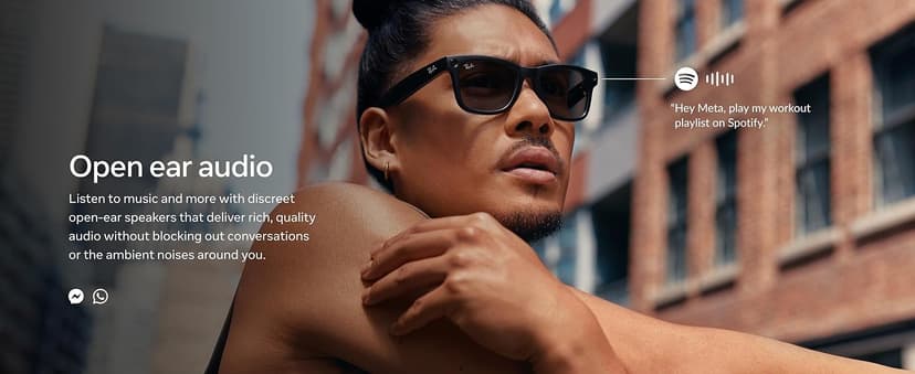 Ray-Ban Meta (Gen 1), Wayfarer, Shiny Black | Smart AI Glasses for Men, Women — 12 MP Ultra-Wide Camera, Open-Ear Speakers for Audio, Video Recording and Bluetooth — Green Lenses — Wearable Technology