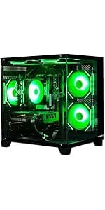 ALCPOK PC Gaming Desktop AMD Ryzen 7 5700G RAM 16G 3200MHz DDR4 1TB M.2 Prebuilt Computer Tower 550W Bronze Power Supply ARGB Air Colling Computer for Office Game