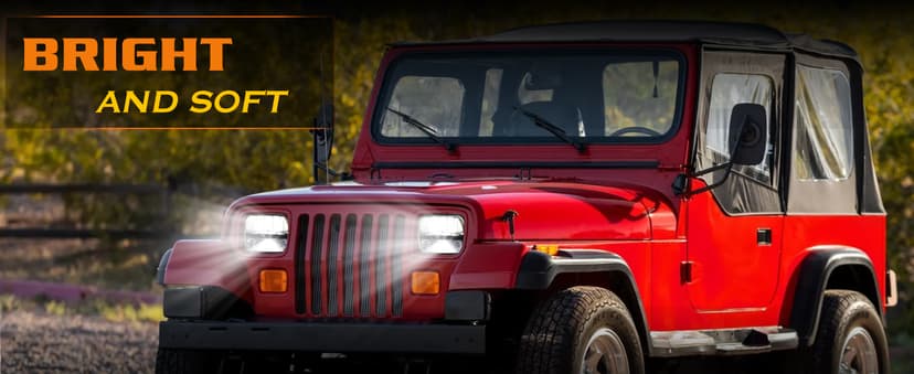 UNI-SHINE 5x7 led headlight 2pcs 7x6 led headlight Reflector Plug and Play H6054 H5054 Hi/Lo Sealed Beam DOT Approved Compatible with jeep Wrangler YJ Compatible with Cherokee XJ