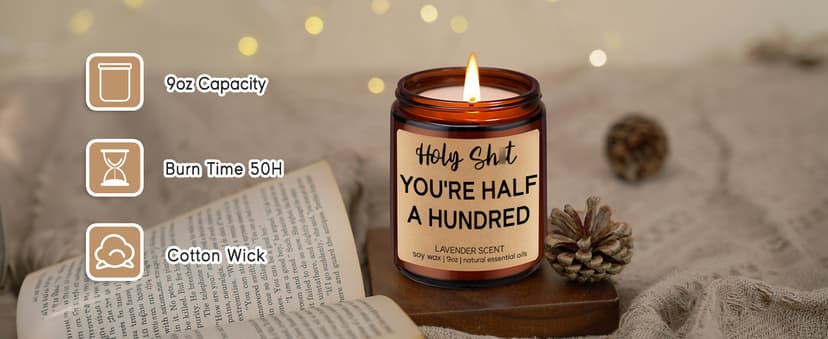 Fairy's Gift Funny 50th Birthday Candles, 50th Birthday Gifts for Women Men, Cool Turning 50 Year Old Gifts Ideas, Happy Half a Hundred Bday, Funny Presents for 50 Year Old Women, Men in Their 50s