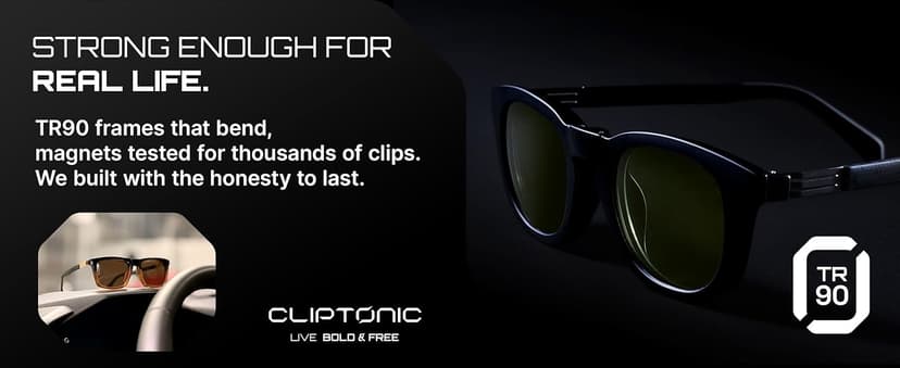 2-in-1 Magnetic Clip- On Blue Light Blocking Glasses–Rectangle Frame + Polarized UV400 Clip, TR90, Anti-Reflective