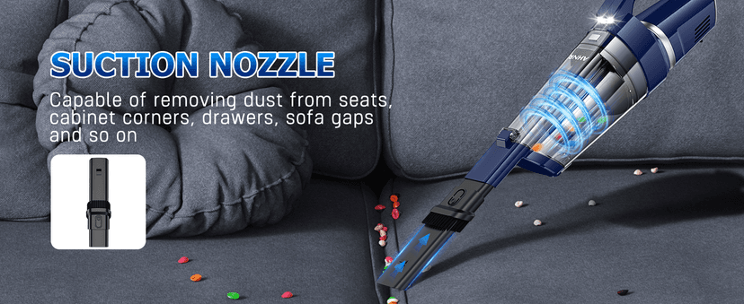 AHNR Handheld Vacuum Cordless, 16000PA Powerful Suction Hand Held Vacuum Dust Busters Cordless Rechargeable with LED Light & 2 HEPA Filters, Portable Car Vacuum Cleaner High Power for Car Home Office