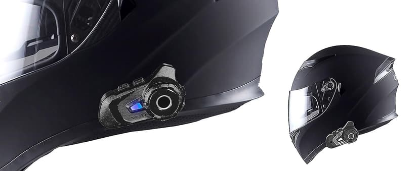 1Storm Motorcycle Street Bike Dual Visor/Sun Visor Full Face Helmet Mechanic with LED Tail Light: Matt Black