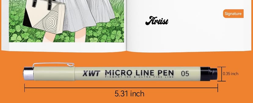 12+1 Fineliner Drawing Art Pens, Black Waterproof Pigment Ink Set for Artists, Sketching, Manga, Watercolor, Calligraphy, and Detail Outlining Archival Quality Inking Markers