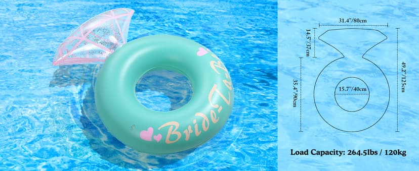 HeySplash Pool Floats, Inflatable Diamond Ring Pool Float, Large Engagement Ring Floatie for Bachelorette Party, Swim Tube River Lake Wedding Bride Stagette Decor Fun Toy Raft for Adults,Yellow