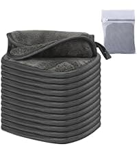 SINLAND Microfiber Facial Cloths Fast Drying Washcloth 12inch x 12inch Grey 6 pack …