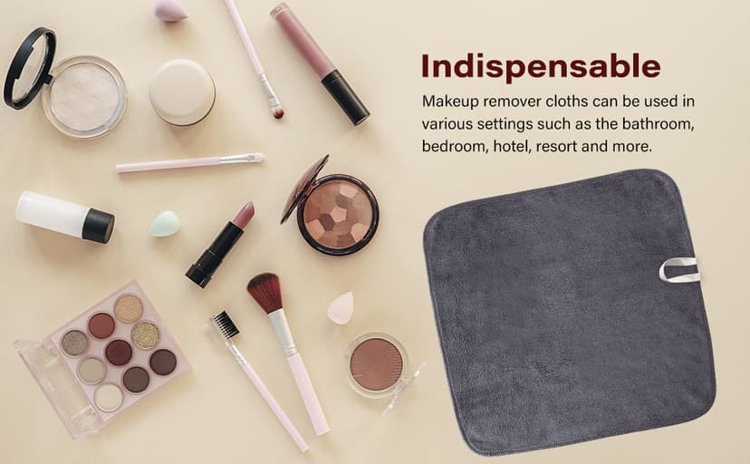 Nugilla Makeup Remover Cloth 12 x 12 Inch, Reusable Makeup Remover Towels for Washing Face, 6 Pack Washable Microfiber Face Cloth Fast Drying Washcloth, Grey