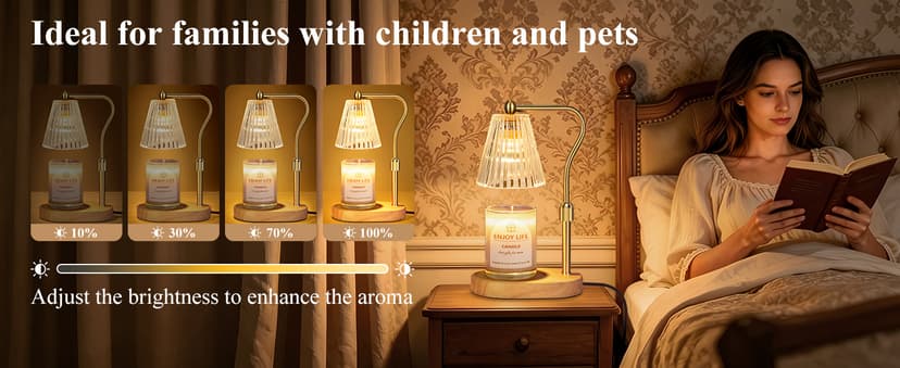 Candle Warmer Lamp with Timer Dimmer Adjustable Height for New Home Bedroom,Mothers Day Gifts,Vintage Home Decor for Scented Jar