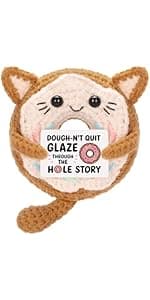 A AIFAMYFunny Positive Coffee, Emotional Crochet Doll, Cute Crochet Potato Partner Toy with Positive Card Cheer Up Funny Gag Gifts for Best Friend Birthday Women Teacher Fall(Beer