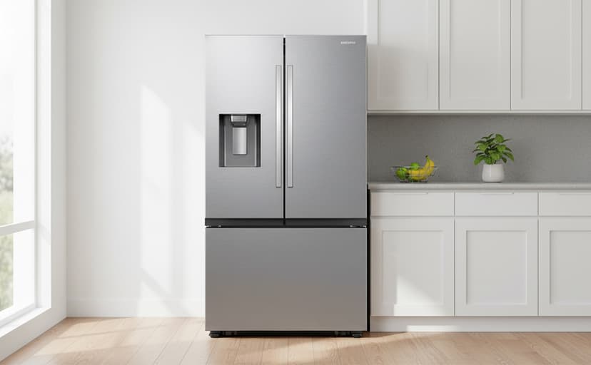 Samsung 31 cu. ft. Mega Capacity 3-Door French Door Refrigerator with Four Types of Ice, Stainless Steel, RF32CG5400SRAA
