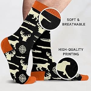 Hunting Accessories for Men, Dad - Funny Deer & Duck Hunting Socks - Stocking Stuffers, Christmas Gift B0GCCP51NT