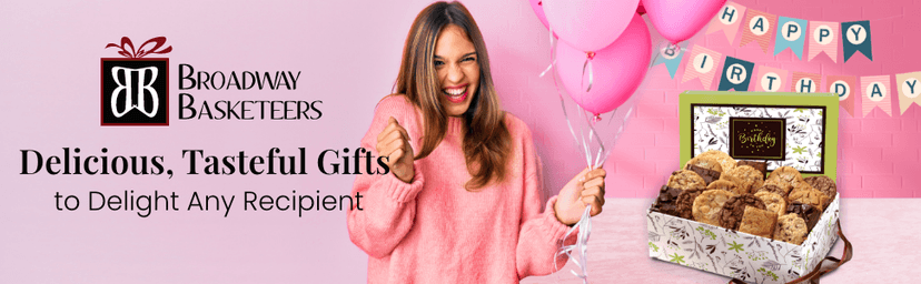 Broadway Basketeers Happy Birthday Gift Baskets for Prime Delivery Gourmet Cookie Gifts Box with Brownies, Individually Wrapped Edible Care Package for Men, Women, Husband, Wife, Mom, Dad, Families