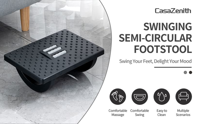 CasaZenith Foot Rest for Under Desk at Work - Ergonomic Foot Stools for Under Office Desk - Rocking Footrest with Roller Massager - Leg Rest for Chair, Computer Gaming -13" L x 9.6" W x 5" H
