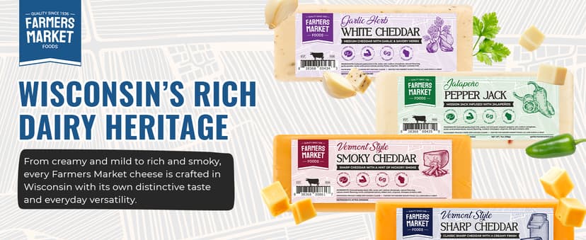 Garlic, Smokey Cheddar, Sharp Cheddar, Pepper Jack, Gouda, Swiss, Mozzarella & Italian Blend – Gluten Free, Keto & Paleo Farmers Market Wisconsin Cheese Artisan Gift Set for Charcuterie, 8 Count B0CRMBJ81D