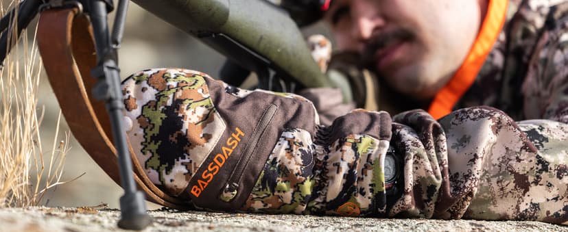 BASSDASH Men’s Insulated Mittens Winter Camo Hunting Gloves Water Resistant for Cold Weather Outdoor Activities HG04M