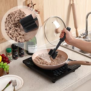 Meat Chopper, Premium Heat Resistant Meat Masher, 5 Blades Ground Beef Masher, Dishwasher Safe, Non Stick Hamburger Smasher, Nylon Potato Masher, Black B09WDNZP14
