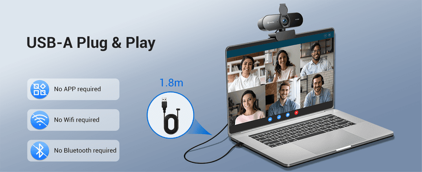 N newline 4K Webcam for PC, PDAF/CDAF Autofocus, 1080P@60FPS, 79° FOV, Auto Light Correction, 2 Noise Reduction Mics, Privacy Cover, USB-A, Streaming Camera for Skype, Teams, Online Meeting, NewEye 62