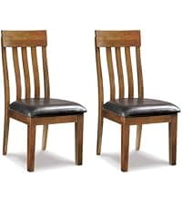 Signature Design by Ashley Berringer Dining Chairs Set of 2, Classic Wood Spindle-Back Design, Cushioned Microfiber Seat, Rustic Finish for Kitchen & Dining Room Chair, Walnut